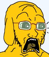 distorted dog ear glasses janny open_mouth scared soyjak stubble subvariant:doctos variant:soyak // 330x384 // 8.4KB