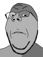 frown glasses grey grey_skin greyscale soyjak stubble subvariant:wholesome_soyjak variant:gapejak // 602x800 // 18.6KB