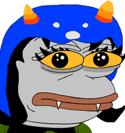 amphibian clothes eye_bags eyelashes fangs female frog grey_skin hair hat homestuck horn leo nas:pepe nepeta_leijon pepe_the_frog teeth teeth_showing troll_(homestuck) yellow_sclera zodiac // 720x765 // 19.6KB