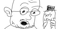 bottle glasses hand holding_object oekaki open_mouth soy soyjak soylent stubble variant:unknown // 500x250 // 22.2KB