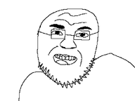 glasses happy mouth_open open_mouth soyjak stubble teeth tongue variant:unknown white_background // 2999x2250 // 135.2KB