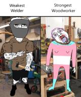 2soyjaks buff carpentry full_body hammer hanging holding_hammer holding_object red_eyes rope subvariant:unbotheredchud tongue tranny variant:bernd variant:chudjak welding woodworker woodworking // 735x884 // 748.3KB