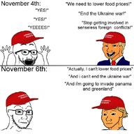 blond donald_trump greenland maga maga_hat orange_skin panama russo_ukrainian_war stubble variant:soyak // 1080x1080 // 159.8KB