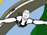 arm bridge bungee clothes drawn_background glasses hand open_mouth soyjak stubble subvariant:wholesome_soyjak sun variant:bernd variant:gapejak // 640x480 // 47.8KB