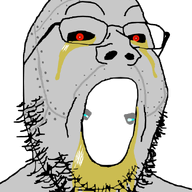 crying glasses grey_skin inhuman looking_at_you oil open_mouth red_eyes robot soyjak stubble variant:gapejak // 600x800 // 108.5KB