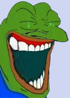 amphibian closed_eyes frog green_skin jewish_nose kek laughing laughing_pepe nas:pepe open_mouth pepe_the_frog red_lips // 768x1069 // 3.1MB