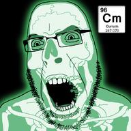 chemistry curium element glasses glowing open_mouth series:skeletonjaks skeleton soyjak stubble text variant:cobson xray // 793x793 // 69.0KB