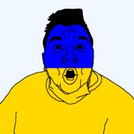 clothes country ear facemask flag glasses hair nikocado_avocado open_mouth soyjak stubble ukraine variant:cadojak // 717x716 // 13.4KB