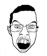 angry glasses hair merge mustache open_mouth soyjak subvariant:patrick variant:chudjak variant:feraljak // 954x1123 // 95.3KB