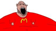 amerimutt arm belly_button clothes ear fat glasses mcdonalds obese open_mouth soyjak stubble variant:markiplier_soyjak2 // 1920x1080 // 210.9KB