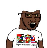 arm bahrain belarus belgium brainlet brown_skin brunei china chud_(soybooru) clothes cross_eyed djibouti esl flag flag:bahrain flag:belarus flag:belgium flag:brunei flag:china flag:djibouti flag:france flag:india flag:iran flag:italy flag:jordan flag:kazakhstan flag:liechtenstein flag:malta flag:mexico flag:oman flag:palestine flag:russia flag:vietnam glasses india iran italy jordan kazakhstan liechtenstein malta mexico oman open_mouth palestine retard russia soyjak stubble text trend:slopjak variant:soyak vietnam yellow_sclera yellow_teeth // 1036x1072 // 225.1KB