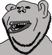 alien amerimutt black_sclera ear grey_alien grey_skin lips mutt no_pupils open_mouth soyjak stubble subvariant:impish_amerimutt variant:impish_soyak_ears white_background // 598x628 // 16.1KB