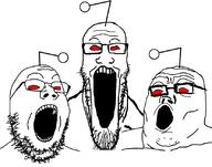 3soyjaks antenna first_soyjak_trio_image first_tony_soprano_soyjak_image glasses open_mouth reddit reddit_moment soyjak soyjak_trio stretched_mouth stubble variant:gapejak variant:markiplier_soyjak variant:tony_soprano_soyjak // 828x651 // 101.7KB