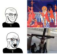 christianity clothes crying glasses jesus open_mouth pastor red_eyes rome smug stubble variant:soyak // 1280x1233 // 181.5KB