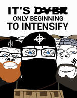bandana beard bloodshot_eyes blue_eyes celtic_cross its_just_getting_started its_over mask nazism siege smile swastika terrorist text variant:a24_slowburn_soyjak variant:bernd variant:gapejak variant:markiplier_soyjak // 1004x1280 // 113.7KB