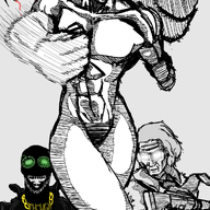 5soyjaks arm art black_skin buff claw ear evil fist full_body glasses gun hand jacket jewelry leg medallion monster oekaki open_mouth punch side_profile smile soyjak stubble subvariant:dr_soystein subvariant:fingerboy thougher variant:impish_soyak_ears variant:markiplier_soyjak variant:soyak // 1065x1847 // 1.4MB