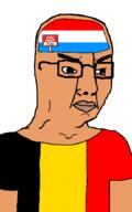 belgium brown_skin closed_mouth flag glasses netherlands rent_free soyjak variant:chudjak // 647x1031 // 21.0KB