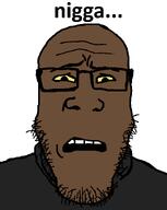 black_jacket black_skin clothes disgusted hoodie nigga nigger text variant:markiplier_soyjak white_background yellow_sclera // 1039x1300 // 19.0KB