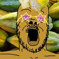 babaco food fruit glasses irl_background open_mouth series:operation_fruitjak star variant:a24_slowburn_soyjak // 1280x1280 // 155.9KB