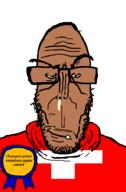 award booger brown_skin country countrywar crying european flag flag:switzerland glasses hair mucus mutt prime_minister red_eyes soyjak stubble subvariant:euromutt sweater switzerland text variant:markiplier_soyjak // 591x900 // 26.1KB