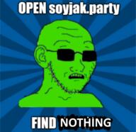 central_intelligence_agency glasses glowing glownigger green_skin meme scared soyjak soyjak_party stubble subvariant:soyak_(concerned) sunglasses text trend:glowie variant:soyak // 508x492 // 178.4KB