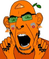 blacked cloudflare ear earring error froot froot_(user) glasses green_glasses hand host nails nose_ring open_mouth orange_skin stubble subvariant:slutson variant:cobson // 400x476 // 49.7KB