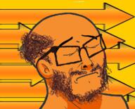 arrow biz_(4chan) closed_mouth ear glasses hair orange orange_skin soyjak stubble variant:nujak // 600x484 // 222.7KB