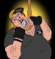 ack arm badge black_lives_matter black_trans_lives_matter bloodshot_eyes body_hair brown_hair cap clothes crying dead fat fingerless_glove glasses glove hair hairy hand hanging hat holding_object mucus nicholas_deorio noose open_mouth rope soyjak stubble suicide text tongue tranny tshirt variant:bernd white_skin yellow_teeth youtuber // 1432x1536 // 184.1KB