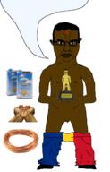 aurolac award beggar bindi brown_skin closed_mouth clothes copper ear flag:romania full_body glasses gypsy hair holding_object indian pajeet romania soyjak speech_bubble_empty subvariant:obsessedchud variant:chudjak // 1319x2065 // 642.7KB