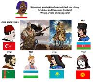 asian azerbaijan brown_skin chad closed_mouth clothes flag flag:azerbaijan flag:iran flag:kazakhstan flag:kyrgyzstan flag:turkiye flag:turkmenistan flag:uzbekistan iran kazakhstan kyrgyzstan lipstick makeup nigger open_mouth painting purple_hair soyjak stubble subvariant:soyak_(crazed) text tranny turkiye turkmenistan uzbekistan variant:soyak variant:wojak white_skin // 2145x1894 // 2.3MB