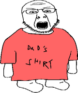 arm clothes full_body glasses leg lips open_mouth red_shirt soyjak stubble text transparent_background tshirt variant:tewi // 276x330 // 5.4KB