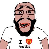 amerimutt brown_skin goyslop i_heart mcdonalds subvariant:science_lover text variant:markiplier_soyjak // 801x789 // 69.6KB