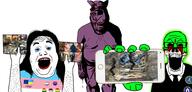 3soyjaks arm badge blood central_intelligence_agency clothes evil faggot federal_bureau_of_investigation gay glasses glowie glowing glownigger gore green_skin hair hand hohol holding_object holding_phone iphone long_hair makeup naked necktie nsfw ominous open_mouth phone pig pink_skin red_eyes russo_ukrainian_war skull soyjak stubble subvariant:hornyson subvariant:phoneplier subvariant:phoneplier_horizontal suit tranny uhg variant:alicia variant:cobson variant:markiplier_soyjak // 4931x2361 // 4.0MB