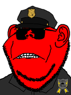 badge broot cap clothes coal_police collared_shirt glasses gritting_teeth hat police police_hat police_uniform stubble sunglasses transparent_background variant:impish_soyak_ears // 598x800 // 32.7KB