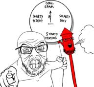 2soyjaks angry arm clenched_teeth clock closed_mouth fume glasses hand objectsoy open_mouth pointing pointing_at_viewer soyjak steam_whistle stubble text variant:feraljak variant:soyak // 1000x928 // 308.5KB