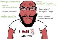 aim angry arm balding beard closed_mouth clothes glasses hair i_hate punisher_face red_skin redraw soyjak subvariant:science_lover text tshirt variant:markiplier_soyjak // 1200x830 // 194.9KB
