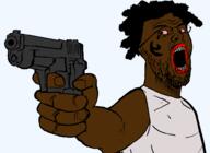 clothes dreads gangster gun negro red_eyes red_lips tattoo variant:brimcritic wife_beater // 986x720 // 29.3KB