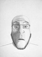 artist:entiral closed_mouth drawfag drawing glasses pencil_drawing soyjak subvariant:neutralplier variant:markiplier_soyjak // 2965x4080 // 6.0MB