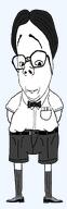 arm bandage bowtie buck_teeth clothes collared_shirt full_body glasses hair nerd pen pencil penny_loafer pocket pocket_protector shoe shorts smile sock subvariant:rand subvariant:wholesome_soyjak teeth transparent_background variant:gapejak // 928x2859 // 256.7KB