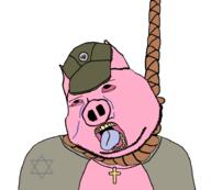 animal bloodshot_eyes clothes cross crying dead ear hanging hat judaism marichka nazism necklace oink open_mouth pig pink_skin rope snout soyjak star_of_david stubble subvariant:massjak subvariant:wholesome_soyjak suicide swastika ukraine variant:gapejak // 926x836 // 178.1KB