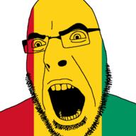 angry country flag flag:guinea glasses guinea open_mouth soyjak stubble variant:cobson // 721x720 // 11.3KB