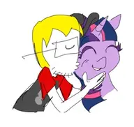 blond eyelashes glasses kiss nas:leebait nas:leepost nate pony purple_skin smile stubble twilight_sparkle variant:soyak white_background // 250x237 // 7.3KB