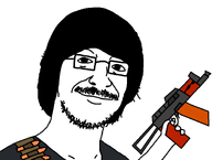 ak-74 bandolier black_shirt clothes glasses hair holding_gun lee_goldson moustache nuvariant rifle stubble variant:goldson white_shirt white_skin // 930x700 // 29.2KB