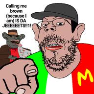 amerimutt ascence_(user) asscence_(nametranny) big_ears flag:italy hand italy mcdonalds meta:namefags mustache nas:amerimutt pointing pointing_at_viewer variant:gapejak // 1280x1280 // 206.5KB