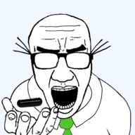 blackpill clothes dilbert glasses hair hand holding_object meds necktie open_mouth perro_hold pill soyjak suit variant:el_perro_rabioso wally_(dilbert) // 1628x1628 // 505.9KB