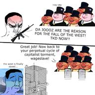 angry calm capitalism gun its_da_jooz judaism pig porky stereotype text variant:chudjak wage_cage // 1700x1700 // 488.1KB