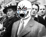 bloodshot_eyes clothes crying female france glasses hat irl marseilles nazism necktie open_mouth soyjak stubble suit the_weeping_frenchman variant:cryboy_soyjak // 1500x1211 // 691.9KB