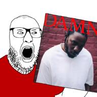 arm clothes damn glasses hand holding_object kendrick_lamar music open_mouth soyjak stubble variant:damnjak // 1000x1000 // 507.5KB