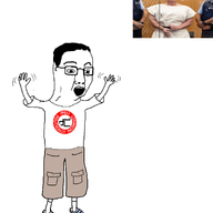 animated arm clothes glasses hair hand hands_up irl leg nazism open_mouth pol_(4chan) soyjak swastika tshirt variant:chudjak // 1082x1200 // 716.5KB