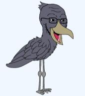 animal beak bird feather full_body glasses open_mouth series:animaljaks shoebill soyjak stubble variant:soyak wing // 1600x1800 // 26.3KB